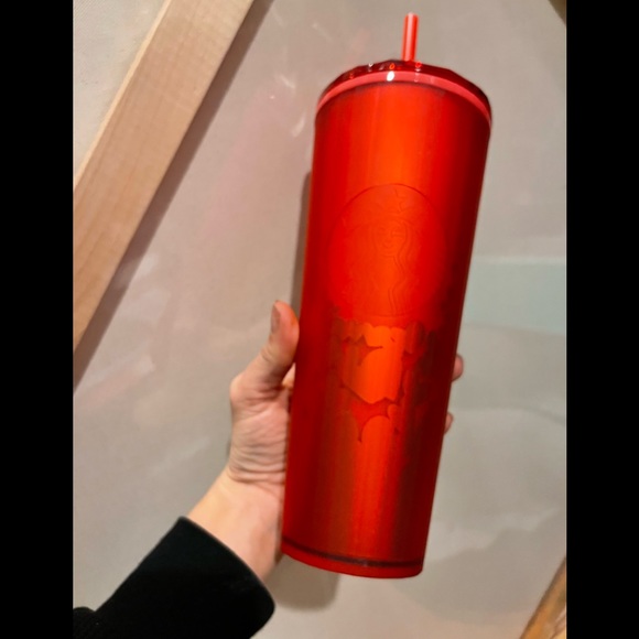 Starbucks Red Matte Heart Soft Touch Valentines Dome Tumbler